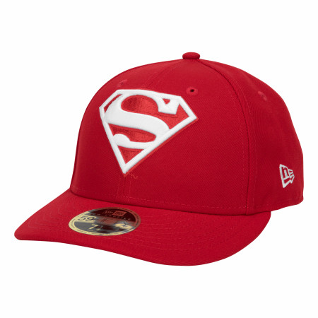 Superman Low Profile Red New Era 59Fifty Fitted Hat - SuperHeroStuff